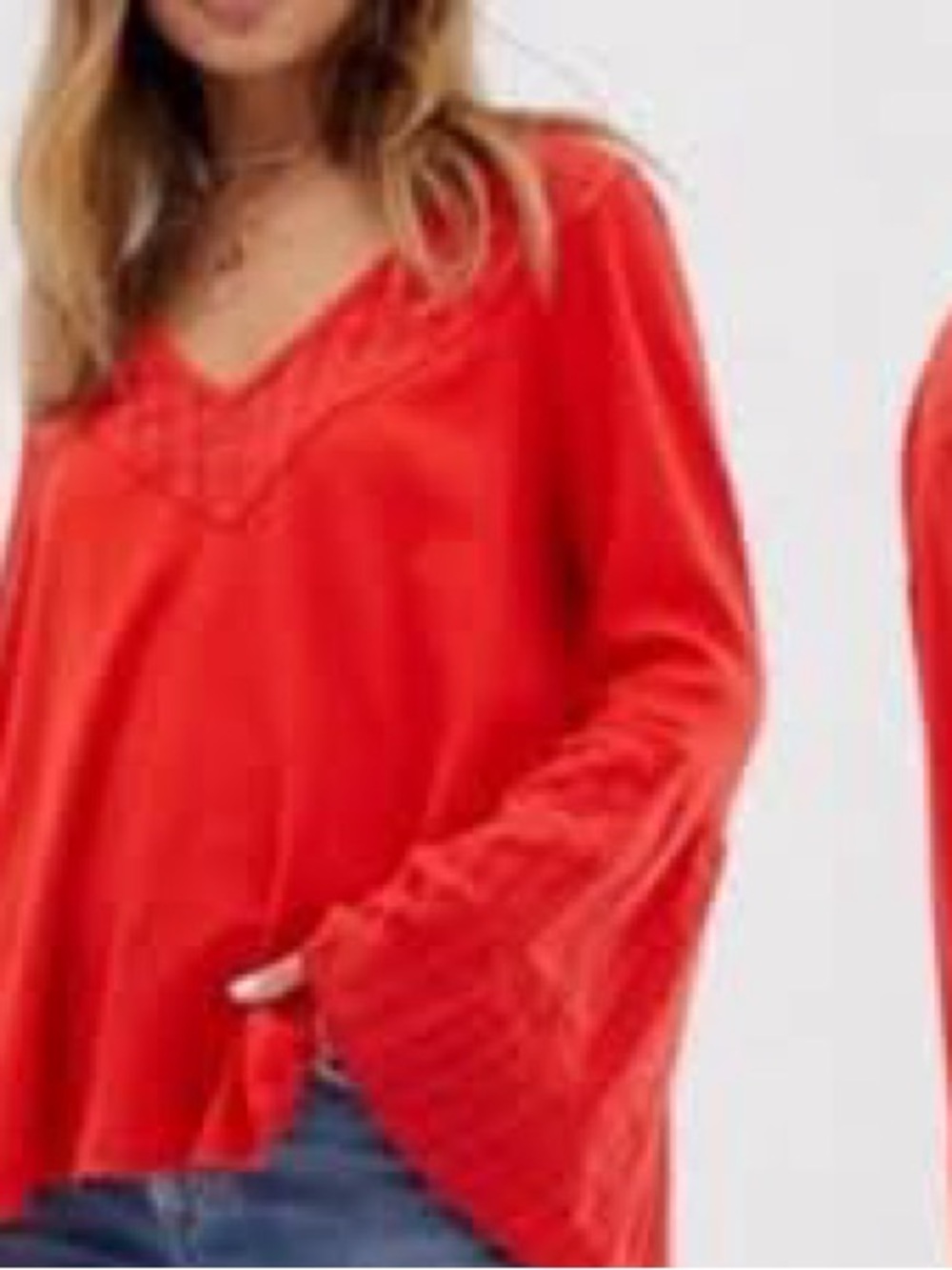 Free People V-Neck Bell Sleeve Sweater